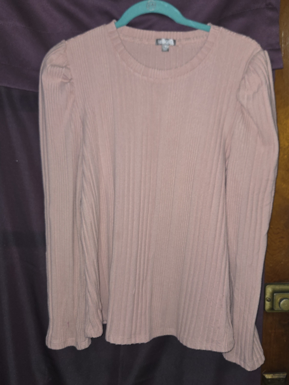 Falls Creek Ribbed Long-Sleeve Crewneck Top - Dusty Rose